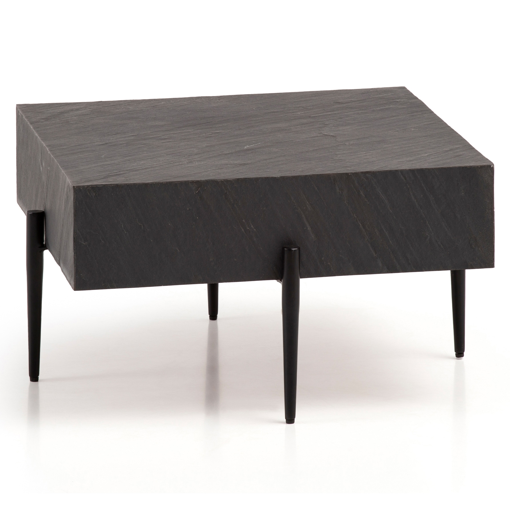 CASAVANTI Couchtisch 64x35 cm Steinoptik/Metall Anthrazit/schwarz