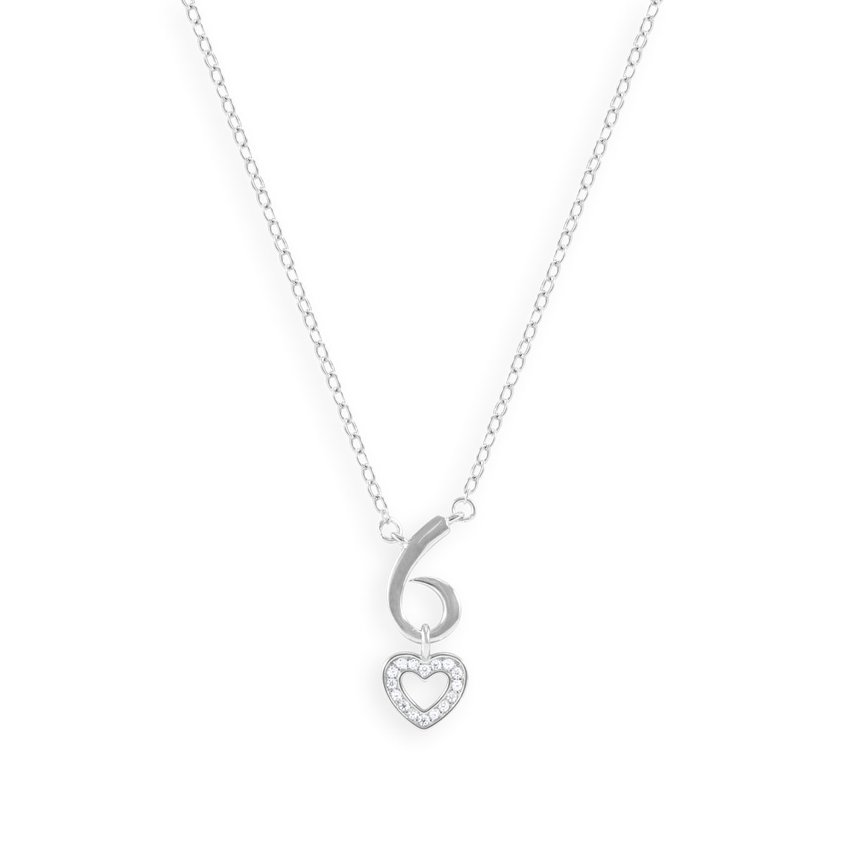 Collier coeur en argent 925 rhodié avec oxydes de zirconium