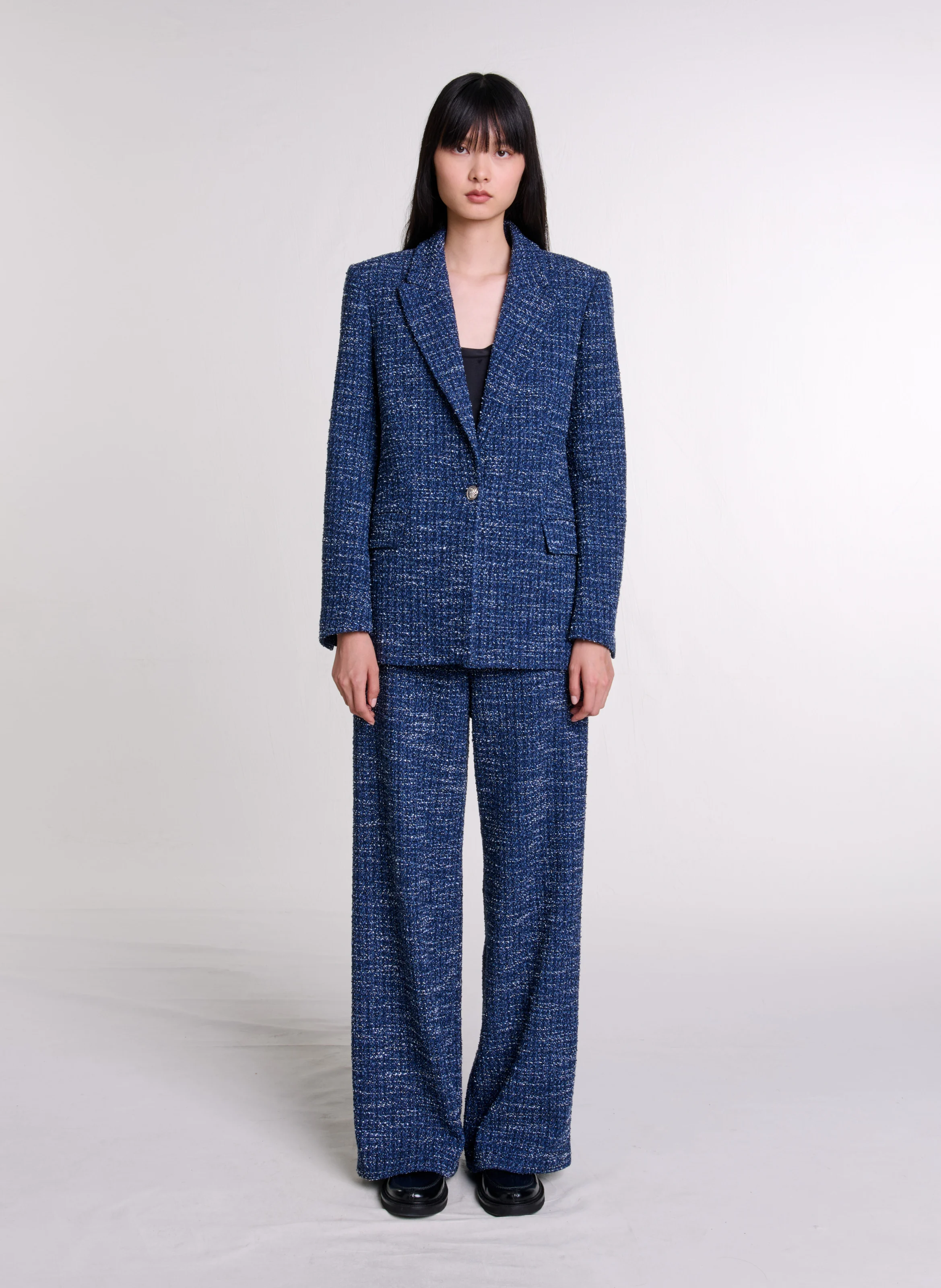 Veste de tailleur en tweed | Bleu