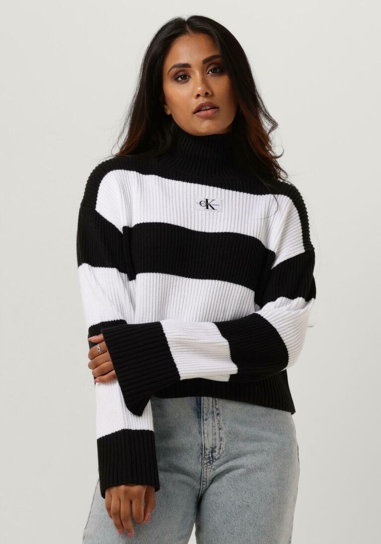 CALVIN KLEIN zwarte calvin klein coltrui label chunky sweater
