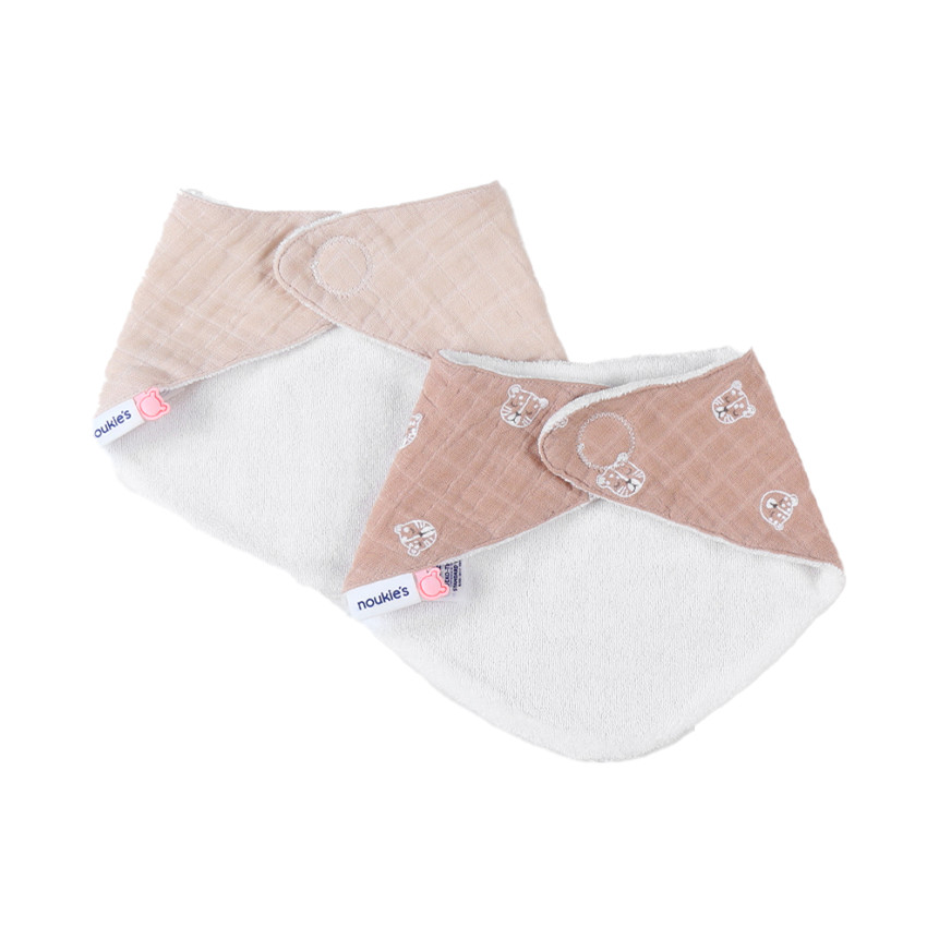 Lot de 2 bavoirs bandana en mousseline Léopard