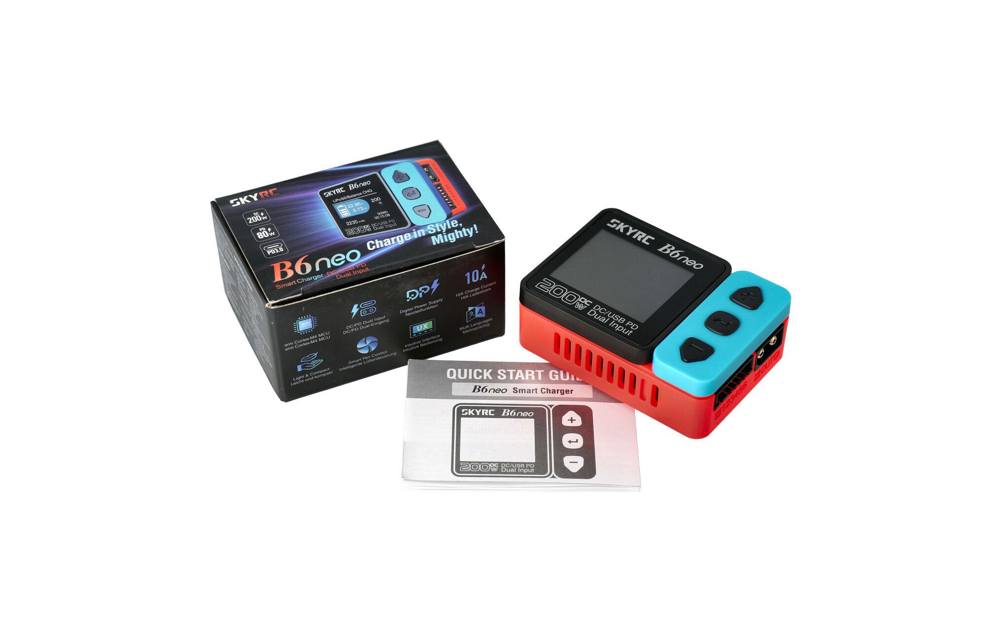 Ladegerät B6neo, 200W DC, 1-6S Blau/RotKompaktes Modellbau-Ladegerät für LiPo und NiMH Akkus