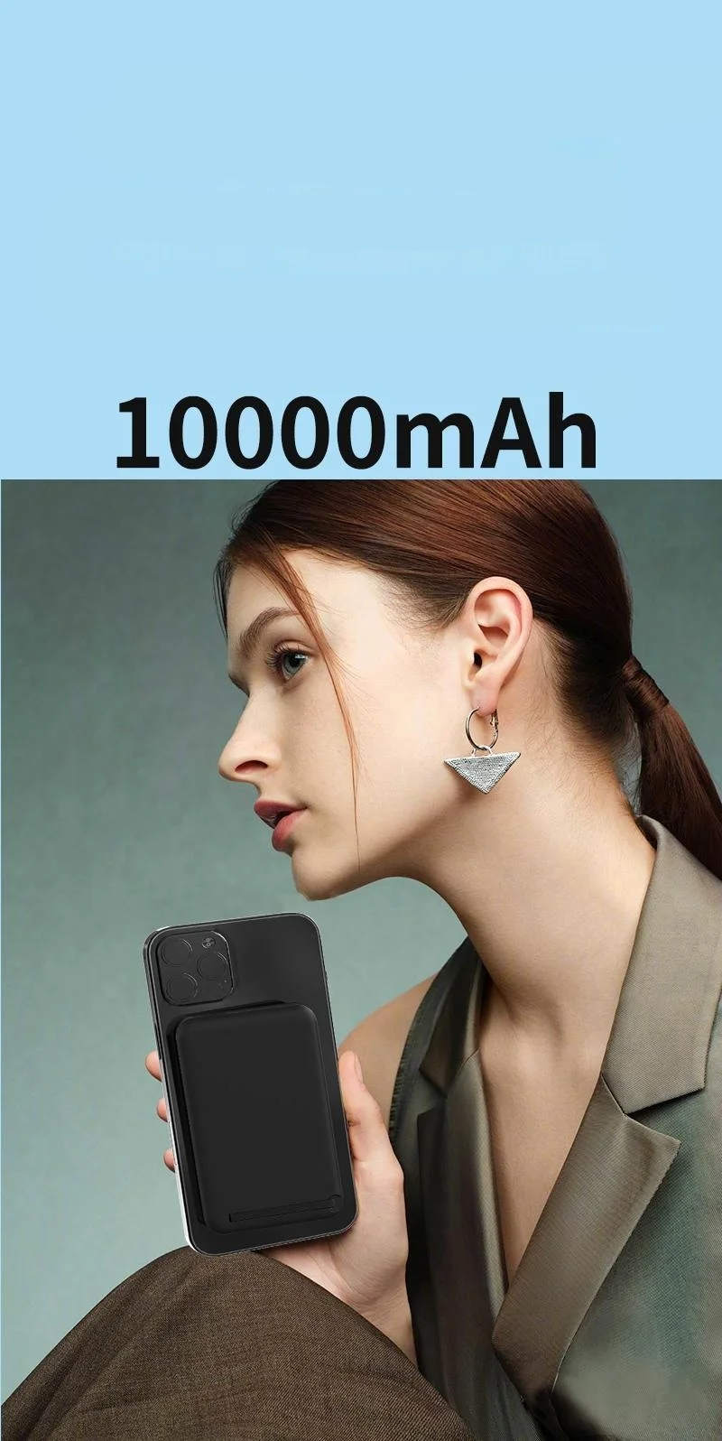 (35W) 10000mAh Magnetische Qi2 MagSafe USB C Powerbank Power Delivery Ladegerät inkl. USB C Ladekabel - Schwarz