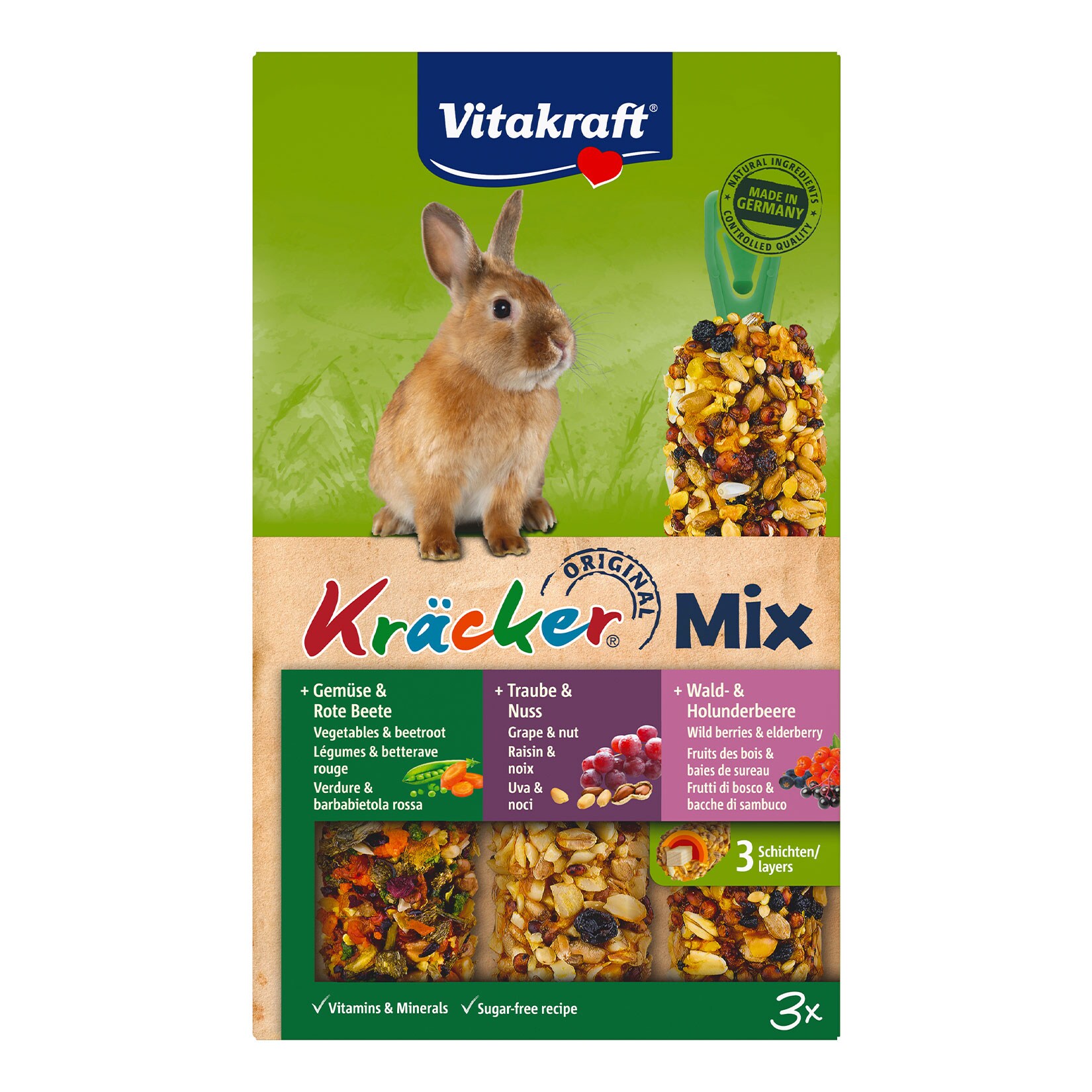 Vitakraft Kräcker Trio Zwergkaninchen 168g, 10er Pack