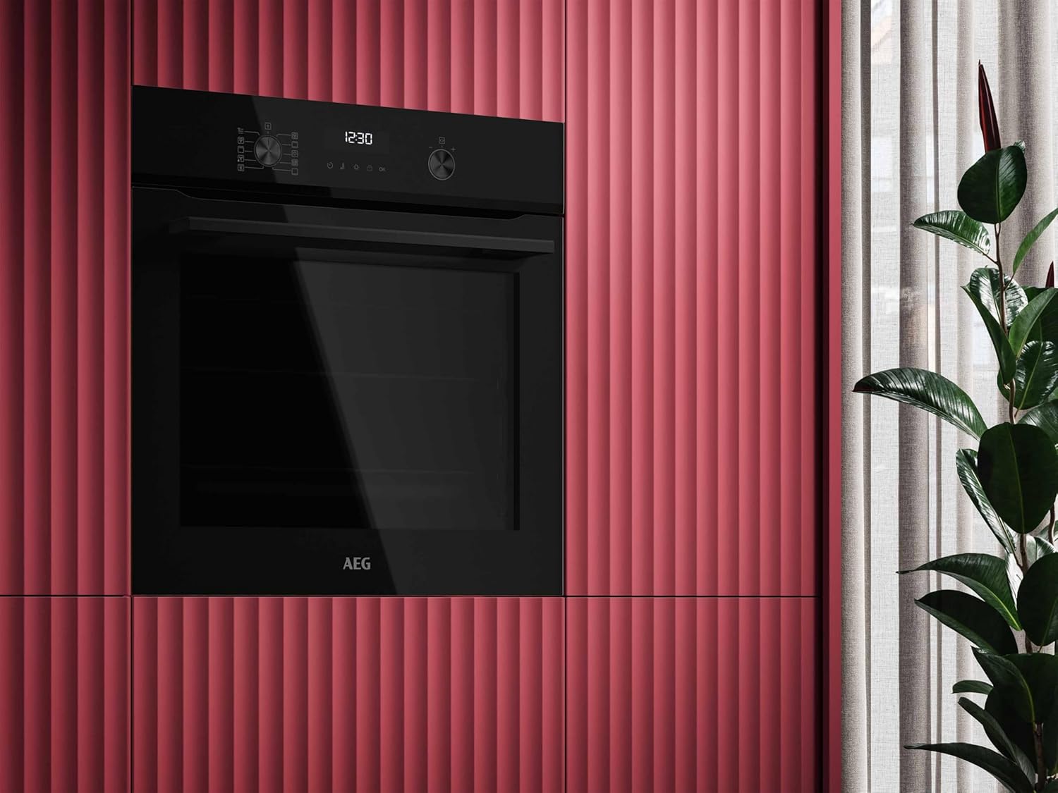 AEG Einbaubackofen, Serie 5 Ringheißluft: Gleichmäßige Garergebnisse auf 3 Ebenen, Pyrolyse Selbstreinigung, 45 Automatikprogramme, LED-Touchdisplay, Schnellaufheizung, Schwarz, TU5PB40WSK