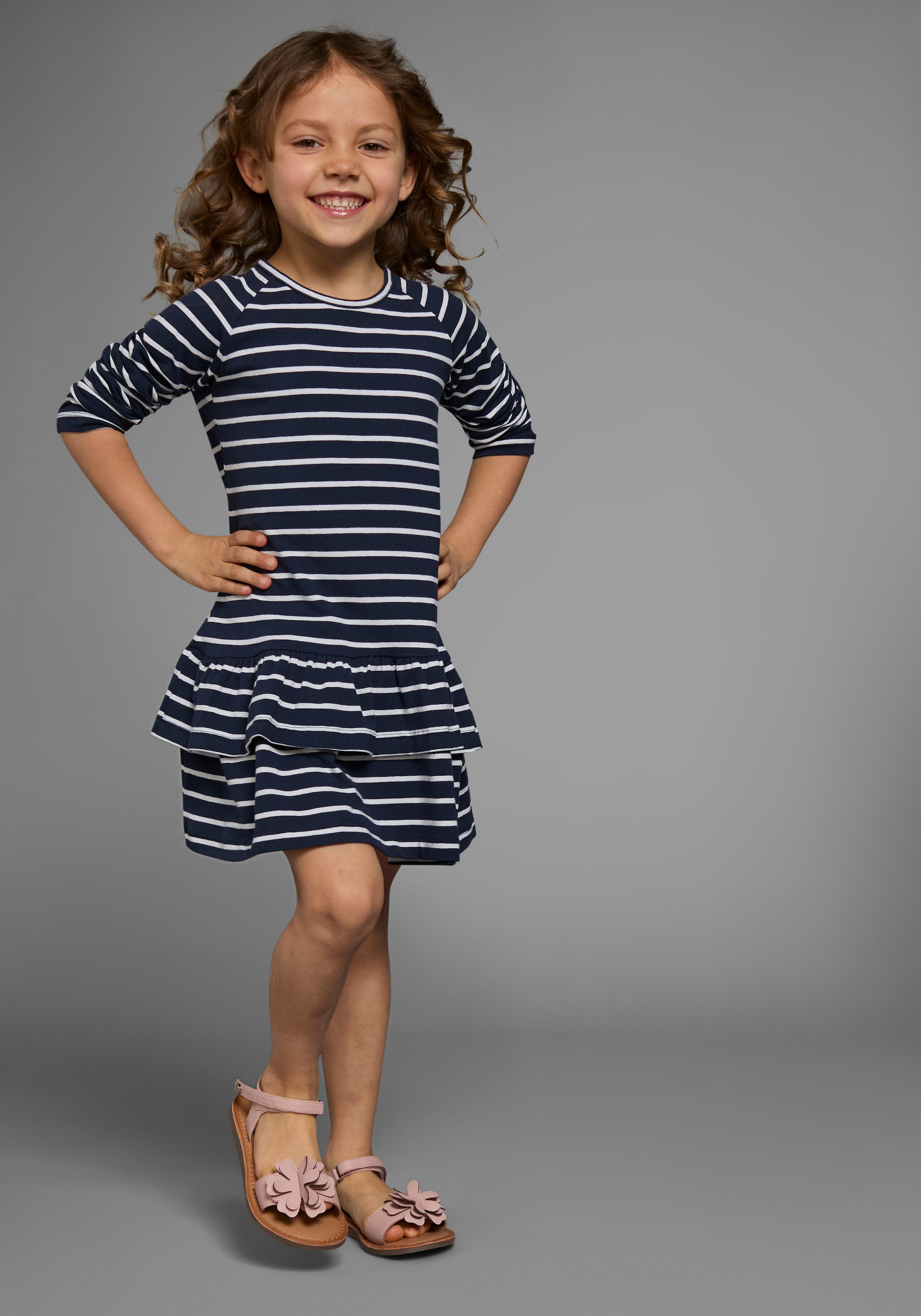 KIDSWORLD Jerseykleid », 2er Pack für kleine Mädchen« Packung, 2 Stk. tlg. festliche Anlässe,  kniefrei,  verspielt,  aus Jersey,  Langarm