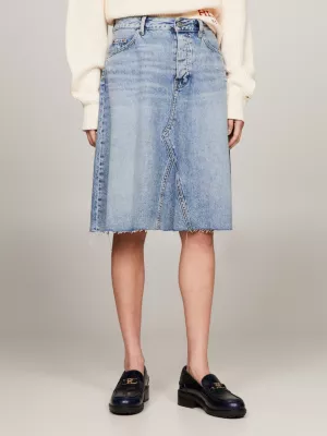 Minissaia jeans destroyed de cintura média
