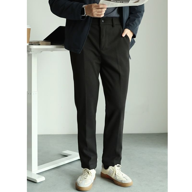 Zentrus - Mid Rise Plain Crop Tapered Dress Pants