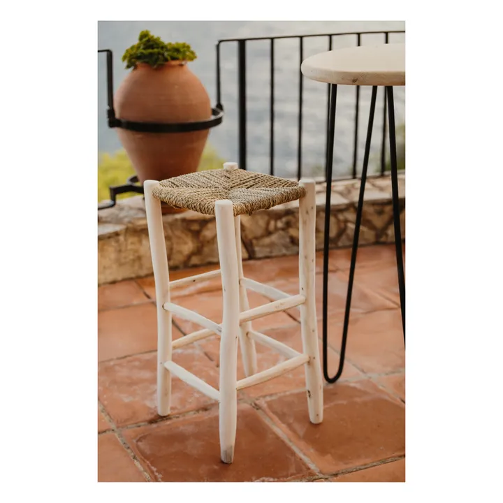 Cosydar Tabouret de bar en bois brut et palme