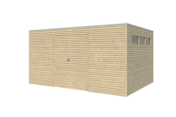 Abri de jardin QB en bois coloris naturel ép.28 mm surface extérieure 12,60 m²