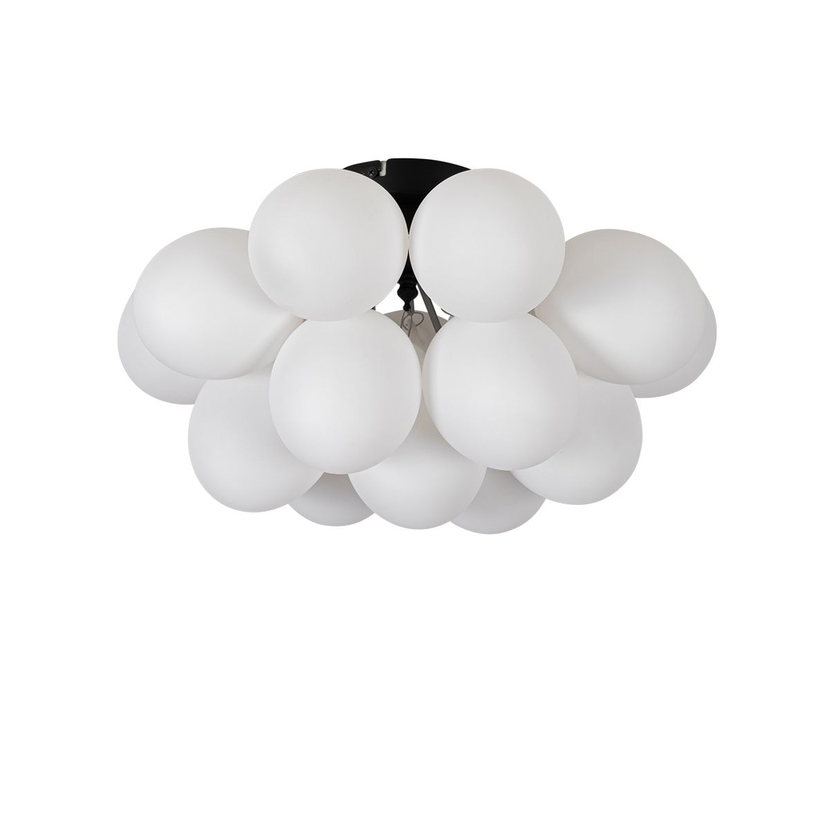 Art deco plafondlamp zwart met opaal glas 4-lichts - Uvas