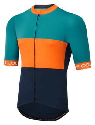 Maillot Manches Courtes Le Col Sport Bleu/Orange