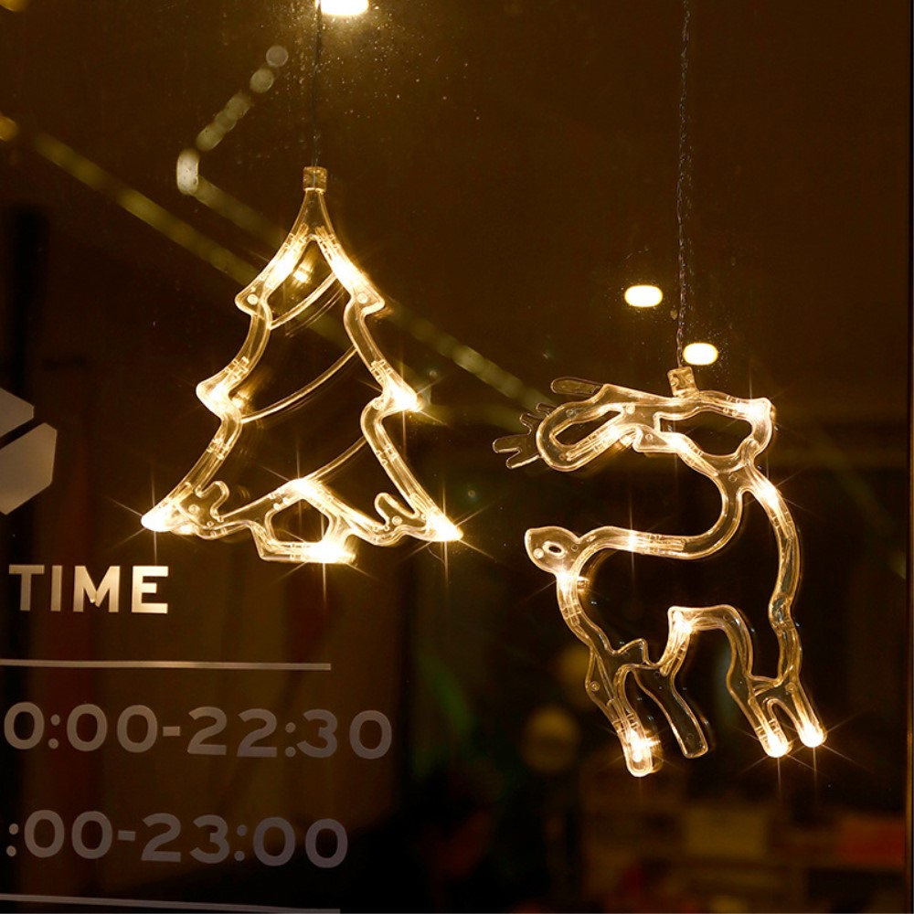 (19x15cm) Weihnachts LED Deko Christmas Fenster Beleuchtung mit Saugnapf (Batteriebetrieben) - Glocken