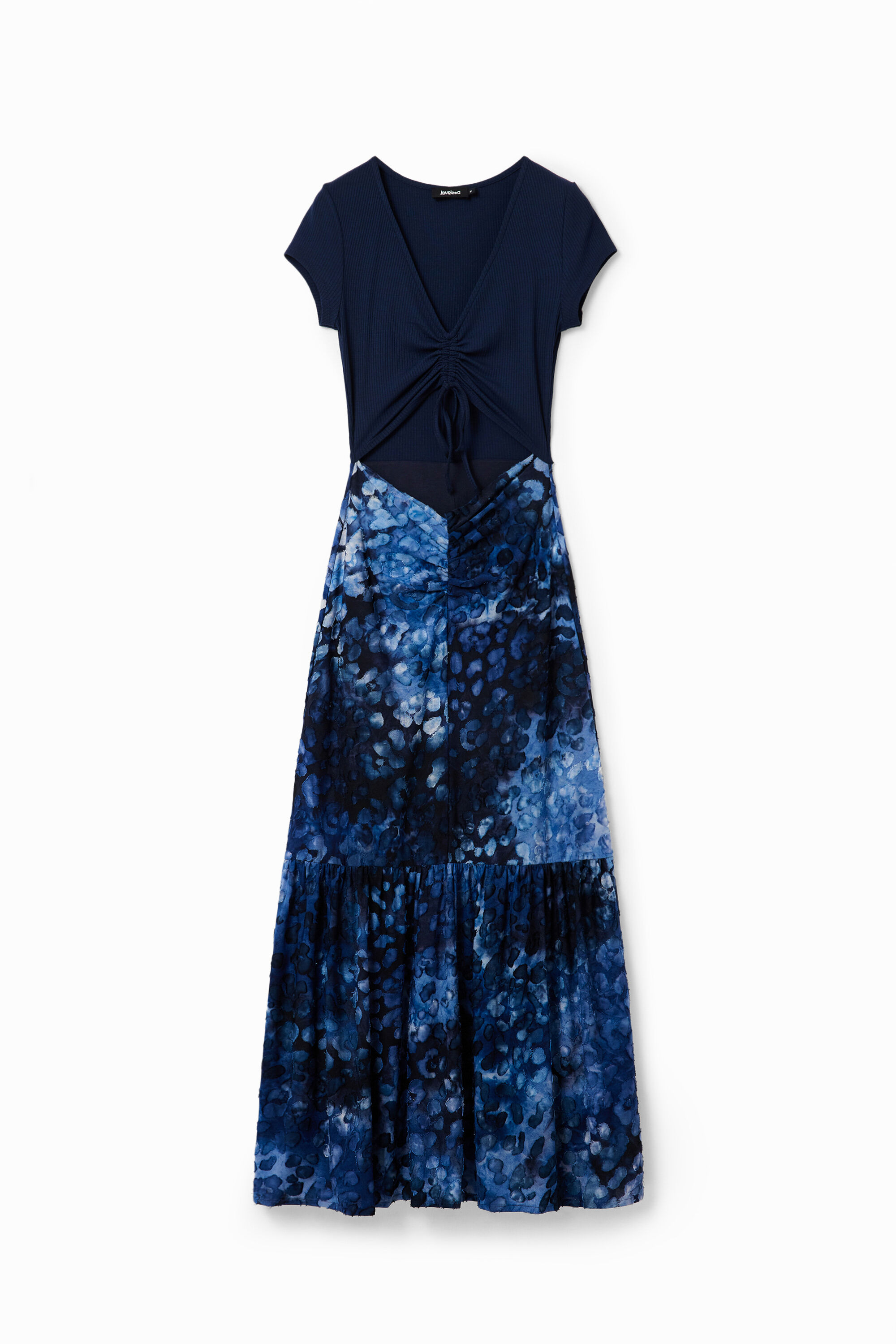 Robe longue combinée texturée animal print
