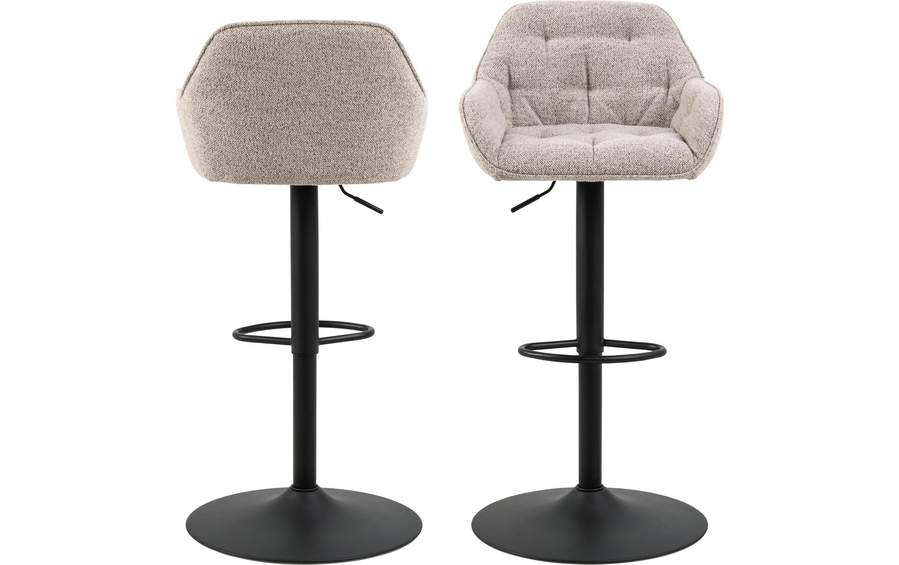 Barhocker Brooke, 2 Stück, 52 x 109 cm, Beige<br>Barstühle mit feinem Steppdetail