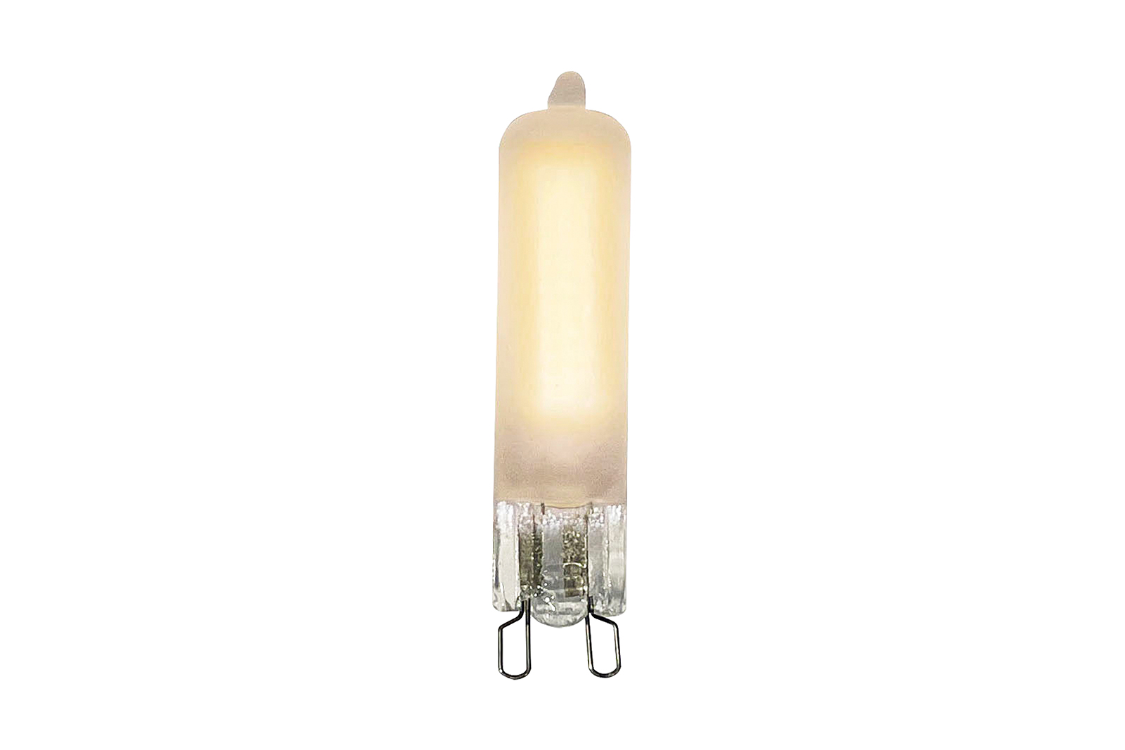 G9 LED-lyspære Matt hvitt glass med G9-sokkel og varmhvitt lys. Dimbar. 400lm.