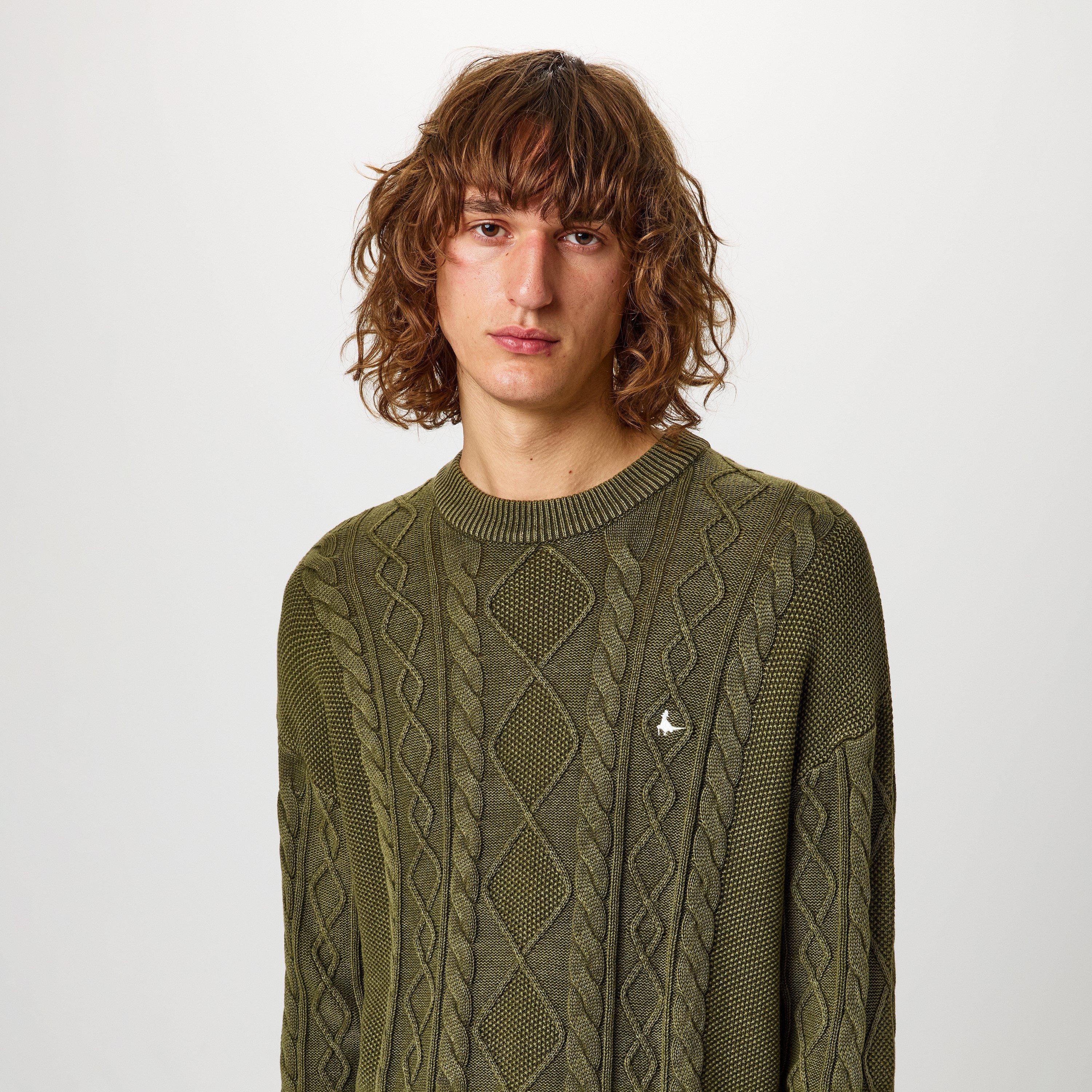 Jack Wills JW Acid Wash Cable Knit Jumper