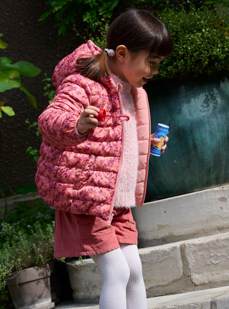 Doudoune à capuche réversible rose