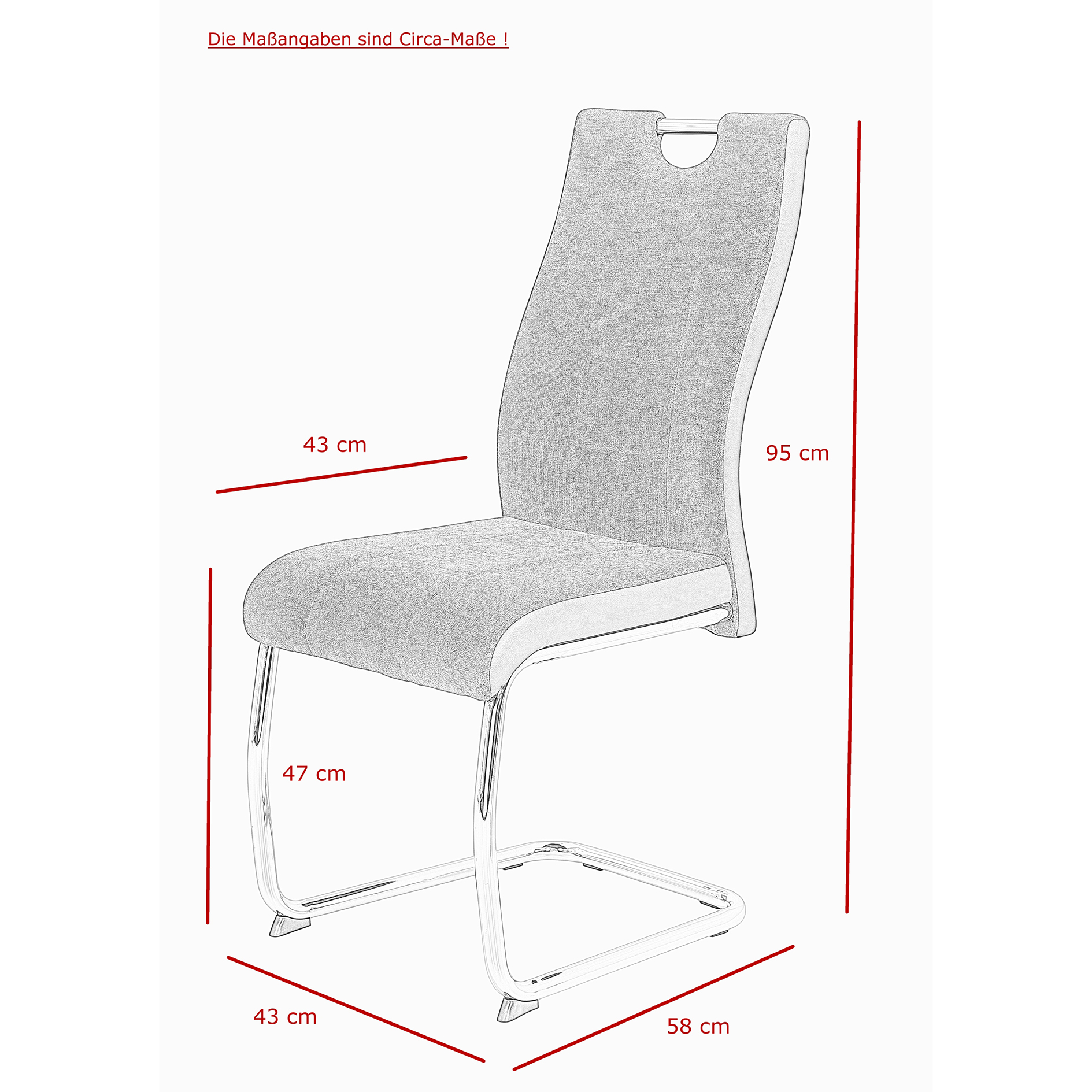 4-teiliges Schwingstuhl-Set - anthrazit-schwarz - Webstoff