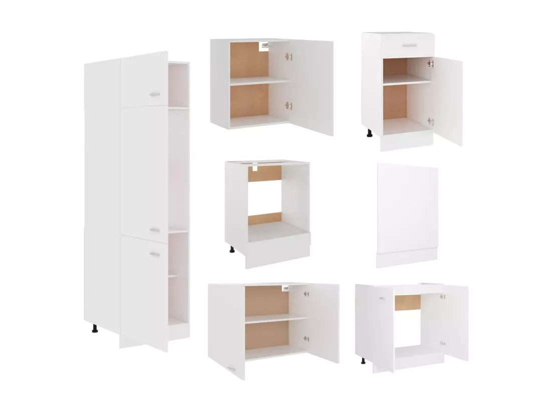 Ensemble de meubles de cuisine 7 pcs Blanc Aggloméré