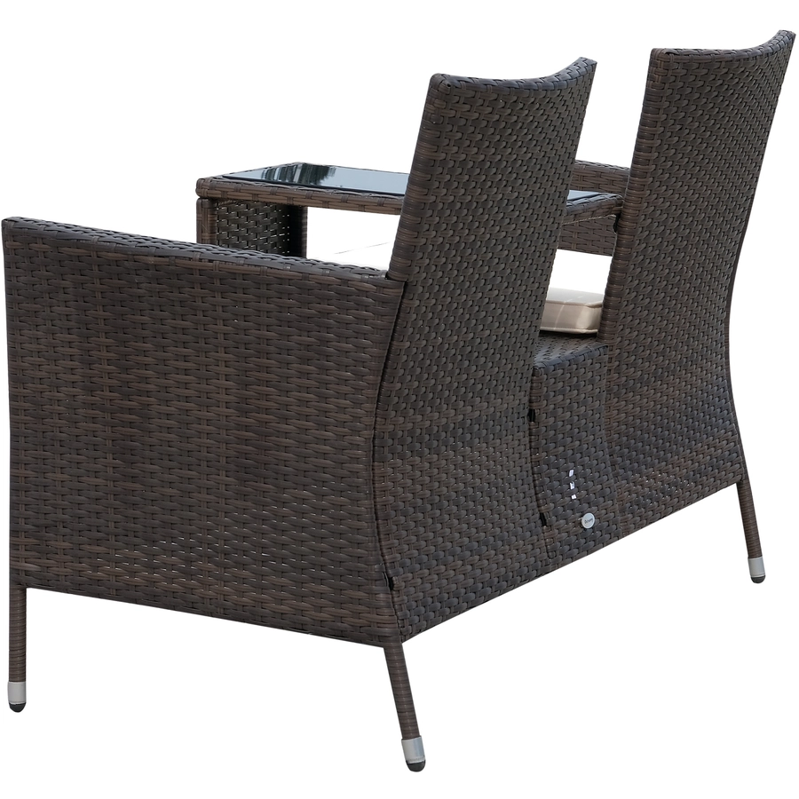Outsunny Polyrattan Gartenbank braun