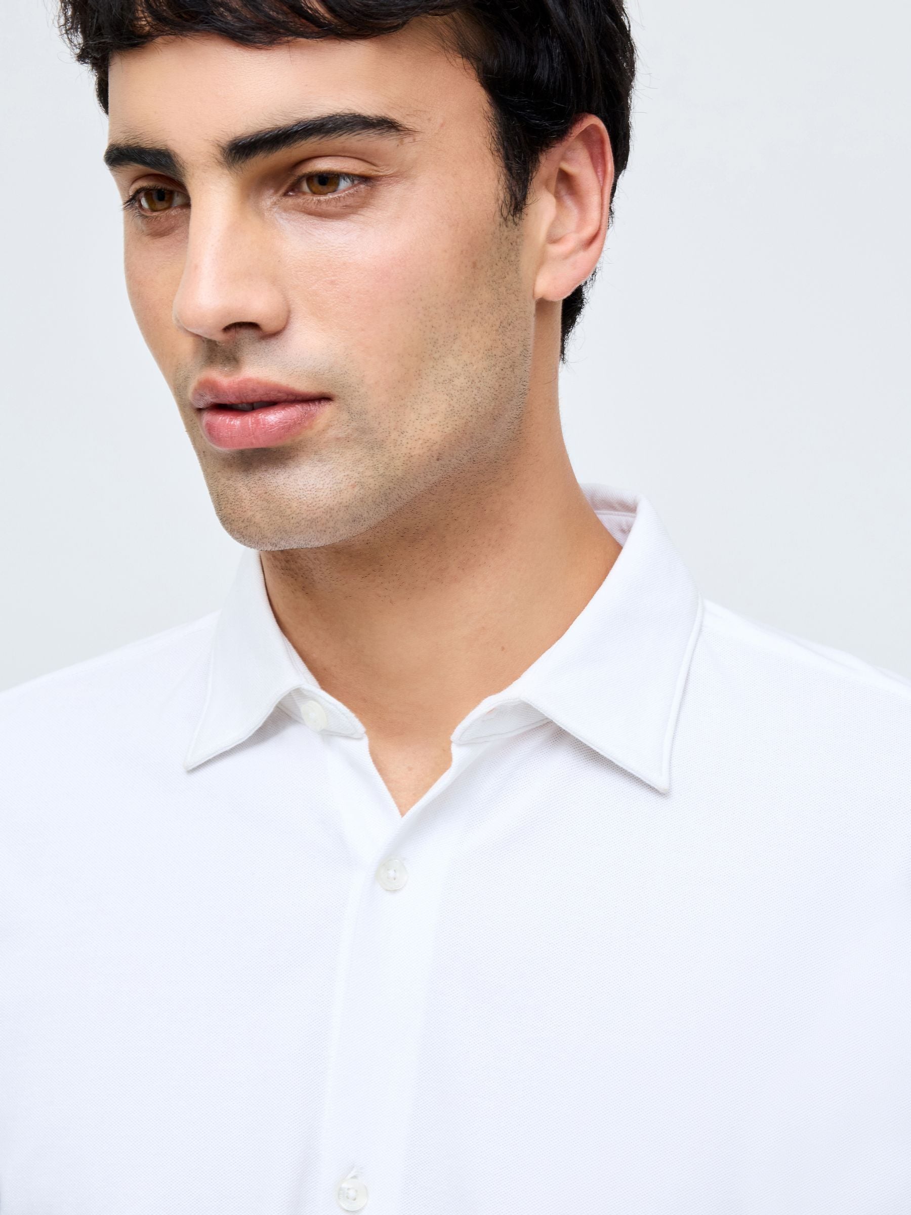 French Connection Stretch Pique Jersey Long Sleeve Button Up Shirt