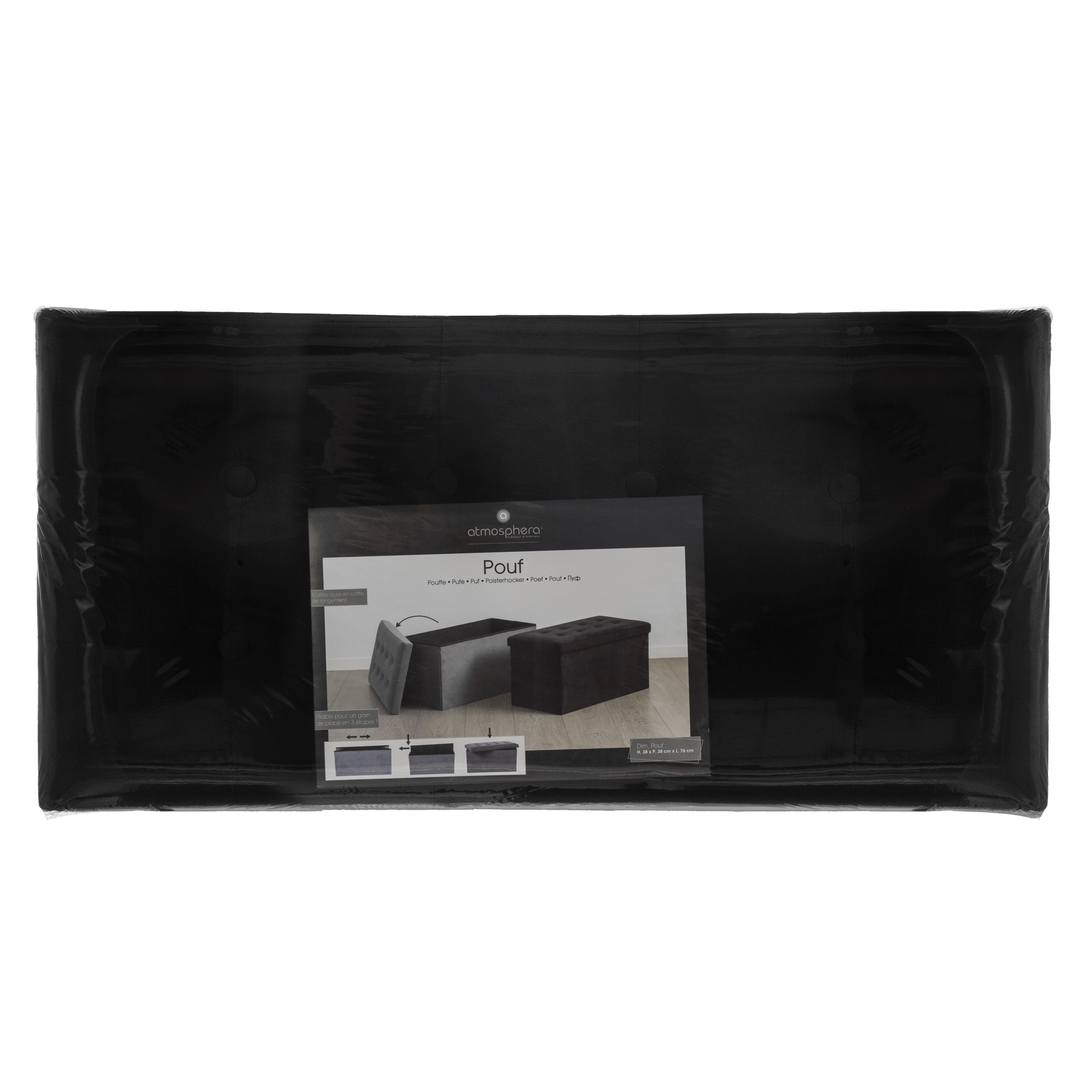 POUF PLIABLE DOUBLE VELOURS NOIR LYSANDRE