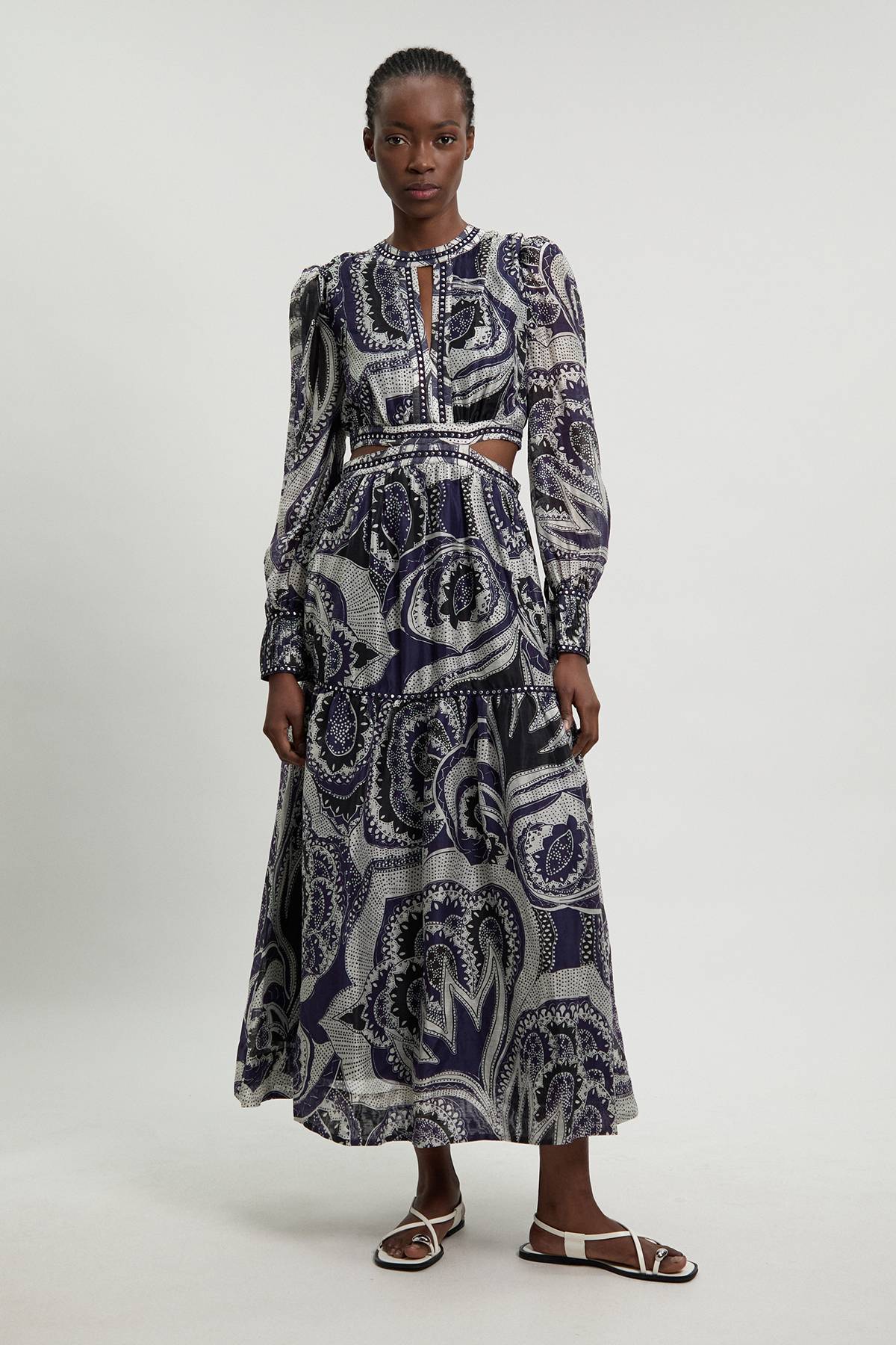 KarenMillen Robe Maxi Imprimé Floral Mono Avec Détails Cloutés Petite