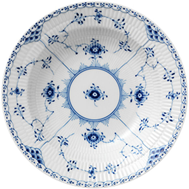 Royal Copenhagen Musselmalet Halvblonde 21 cm. tallerken Blå