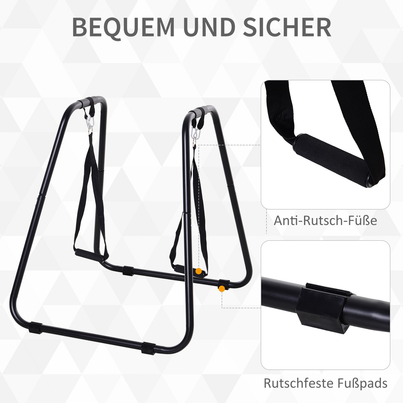 HOMCOM Dipstation mit Schlingentrainer schwarz 90 x 81 x 96,5 cm (LxBxH)