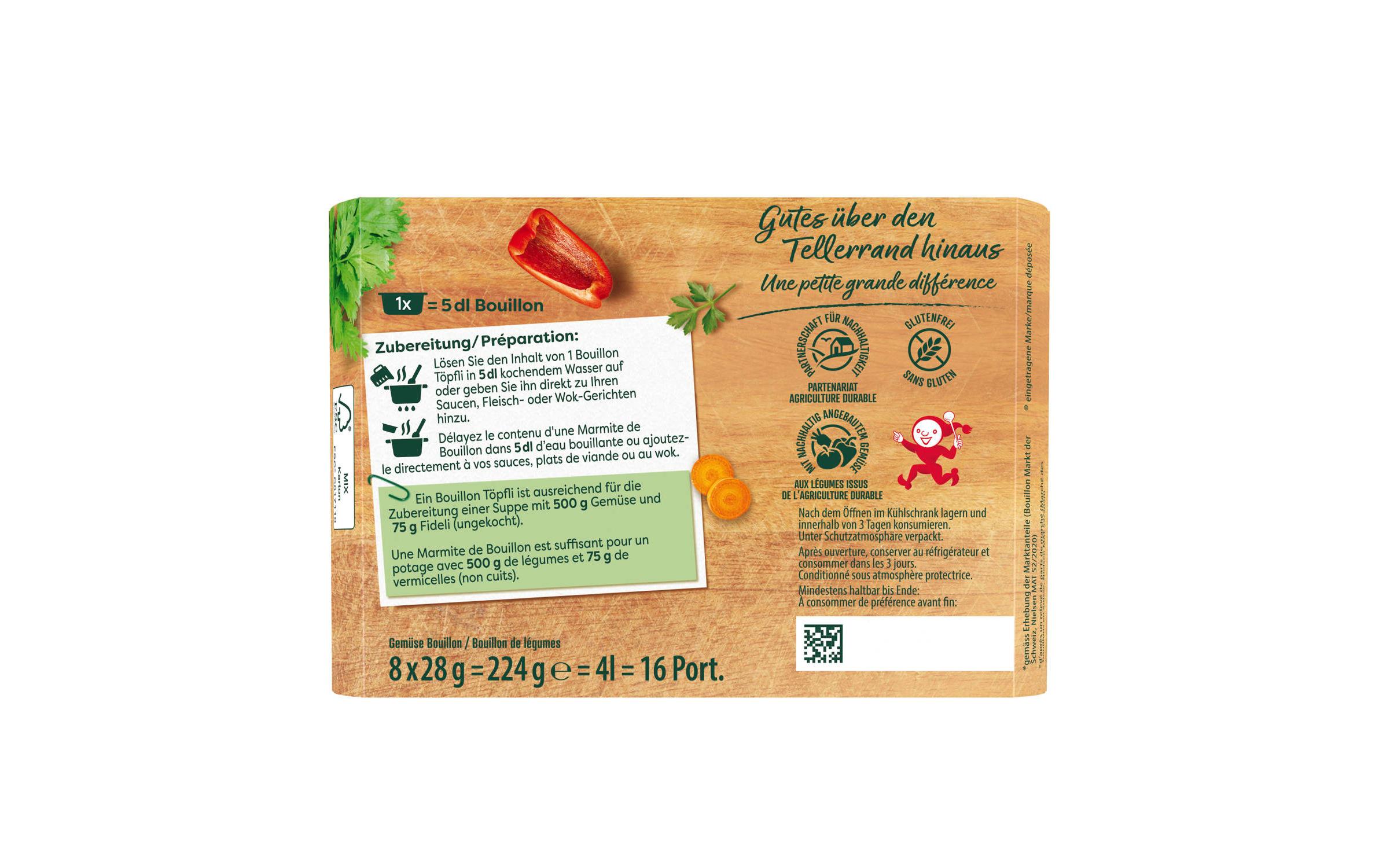Gemüse-Bouillon Pur 8 Töpfli 224 gGemüsebouillon im Töpfli