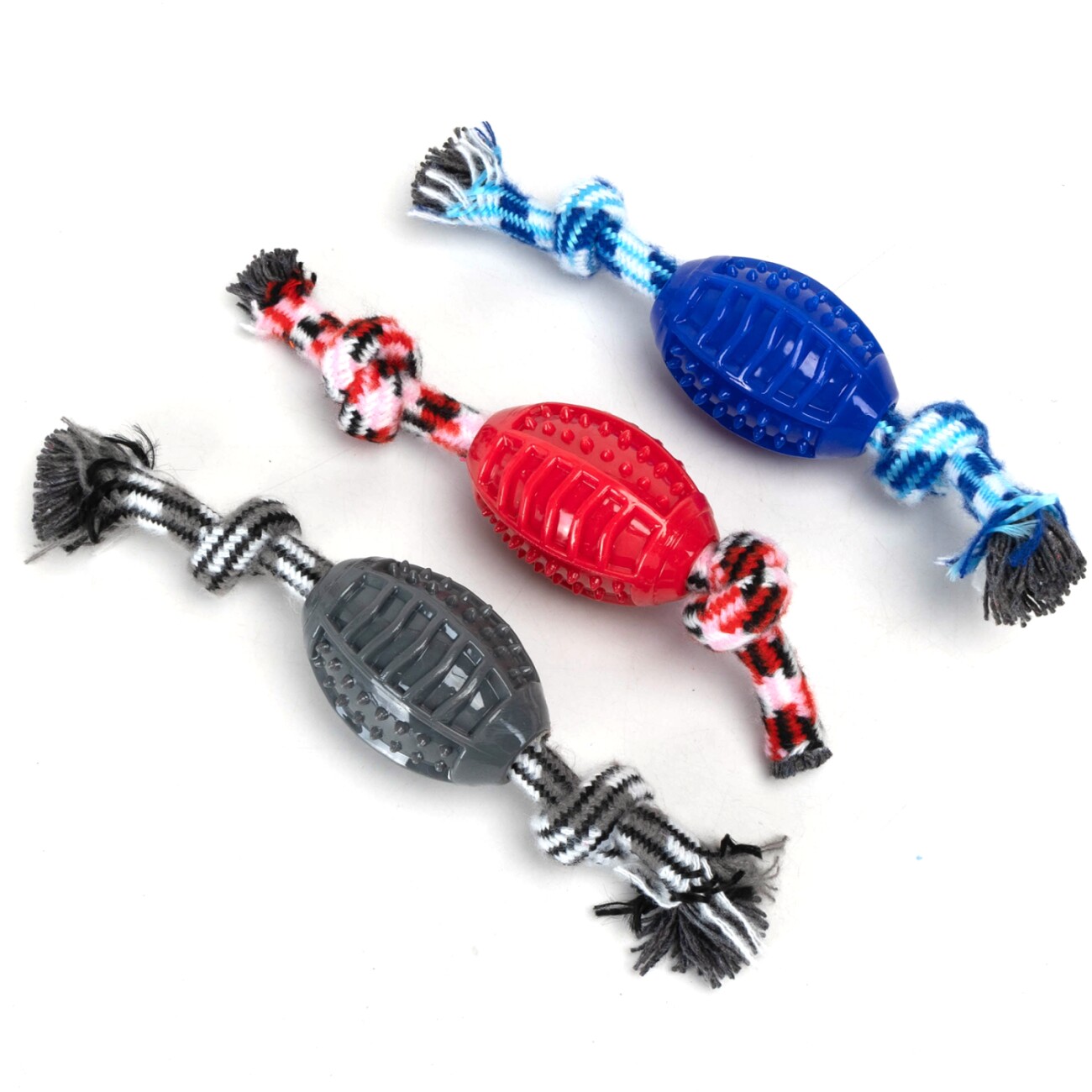 nobleza Hundespielzeug – Zerrseil mit Kauball, robust & zahnfreundlich, in 3 Farben blau