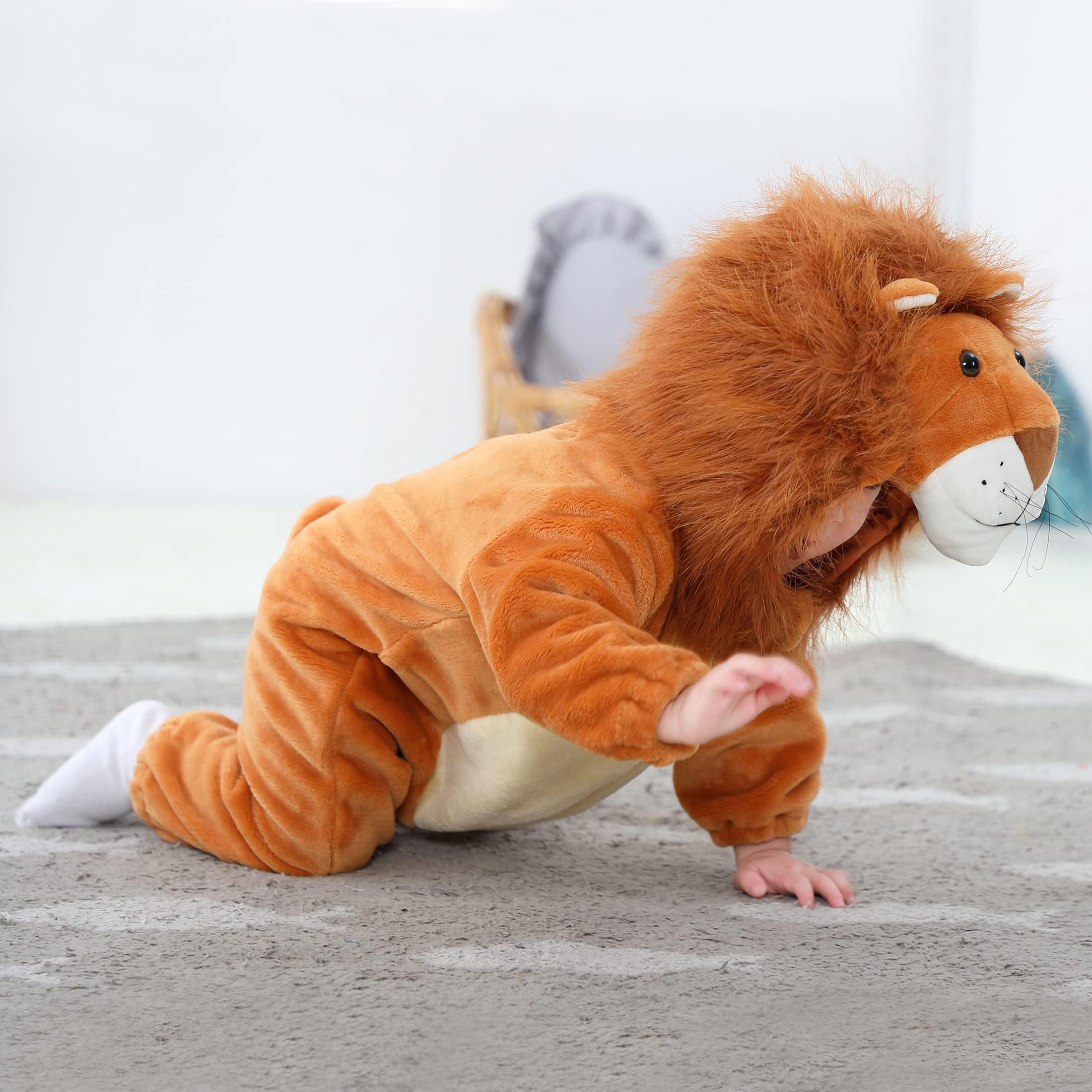 (85-90cm) Fasnachts Kinder Kostüm Löwen Plüsch Overall Verkleidung für Motto Partys / Halloween - Braun