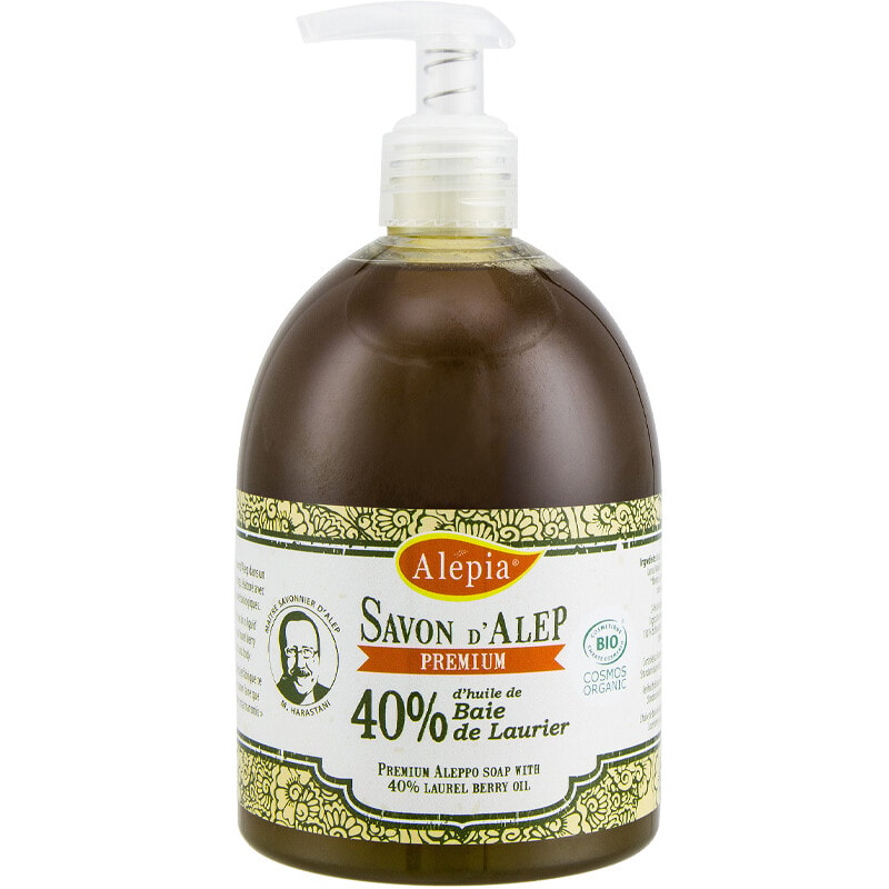 Savon d'Alep liquide premium bio - 40% d'huile de baie de laurier - Corps - 500 ml
