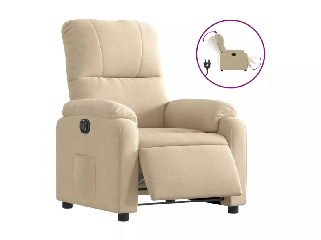 Fauteuil inclinable électrique crème tissu microfibre