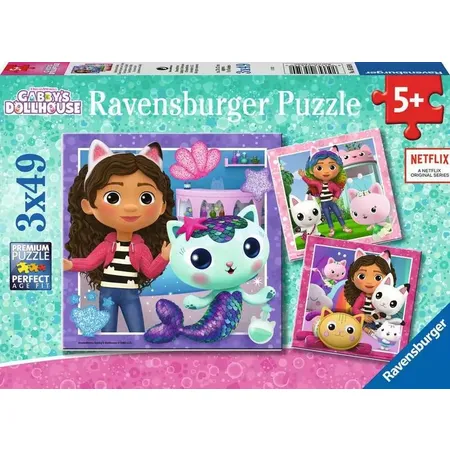 Ravensburger Puzzle - Gabby's Dollhouse: Spielzeit mit Gabby, 3 x 49 Teile