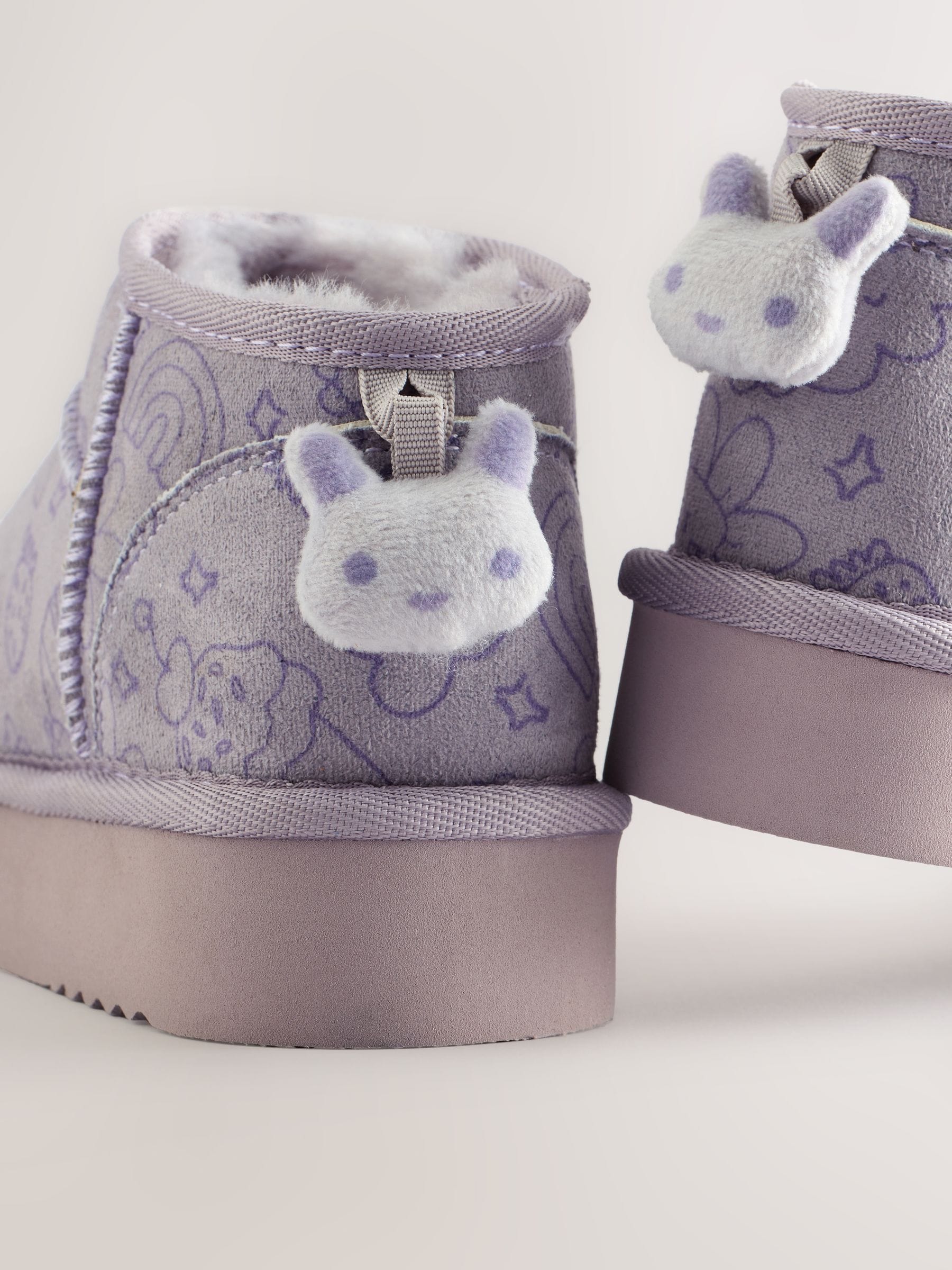Lila met figuurtjes - Slipper Ankle Boots