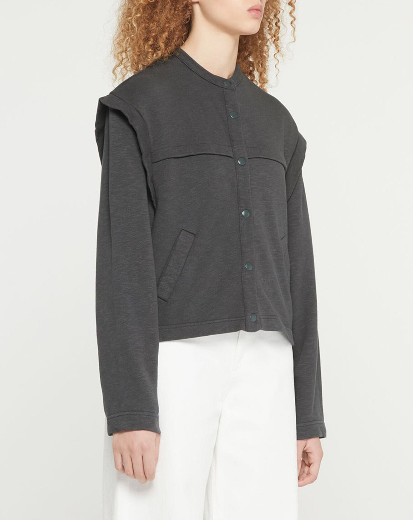 Galeries Lafayette Veste courte en Coton Léonor gris foncé