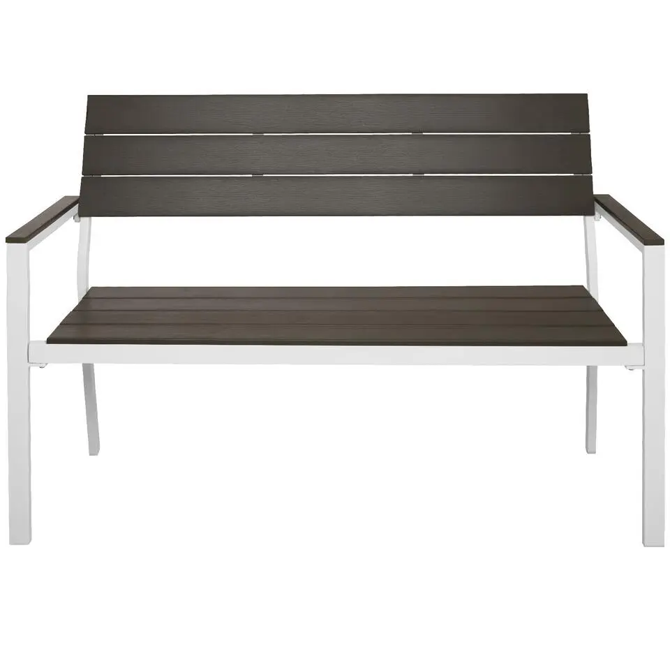 tectake Tuinbank Line 2-zitter met aluminium frame 128x59x88cm, Lichtgrijs/wit
