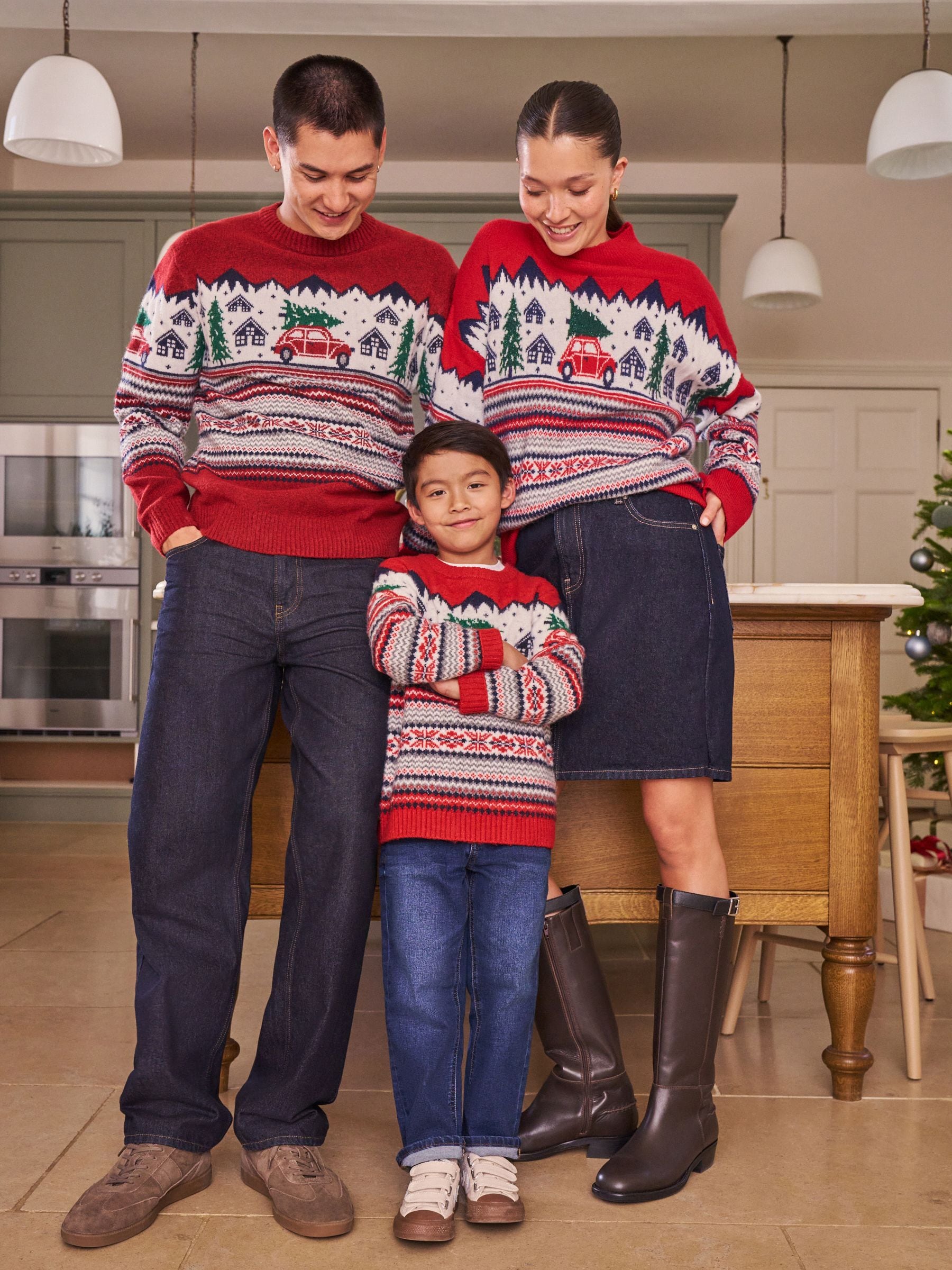 Rood met fairislemotief - Matching Family kersttrui