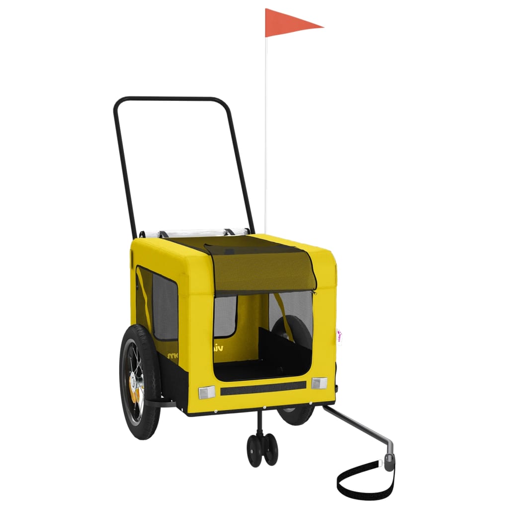 vidaXL Reboque para Bicicleta de Animais de Estimação em Tecido Oxford, Amarelo e Preto