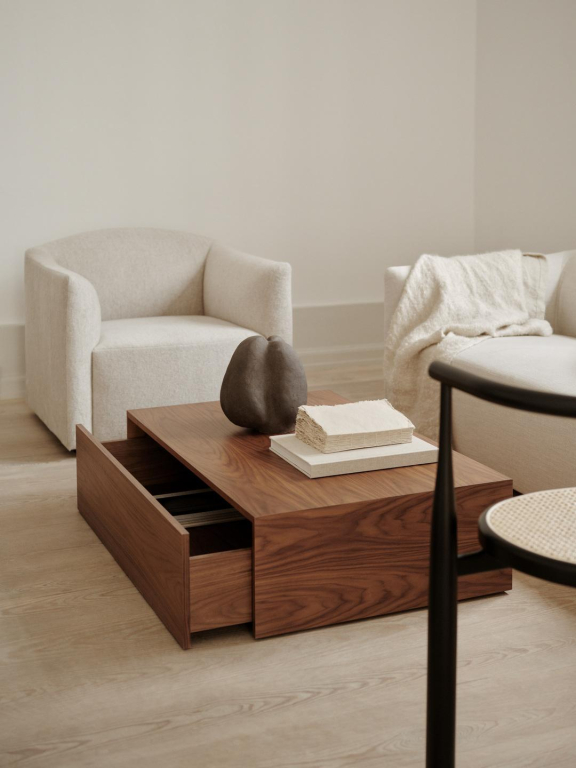 New Works Mass High salontafel met lade walnoot