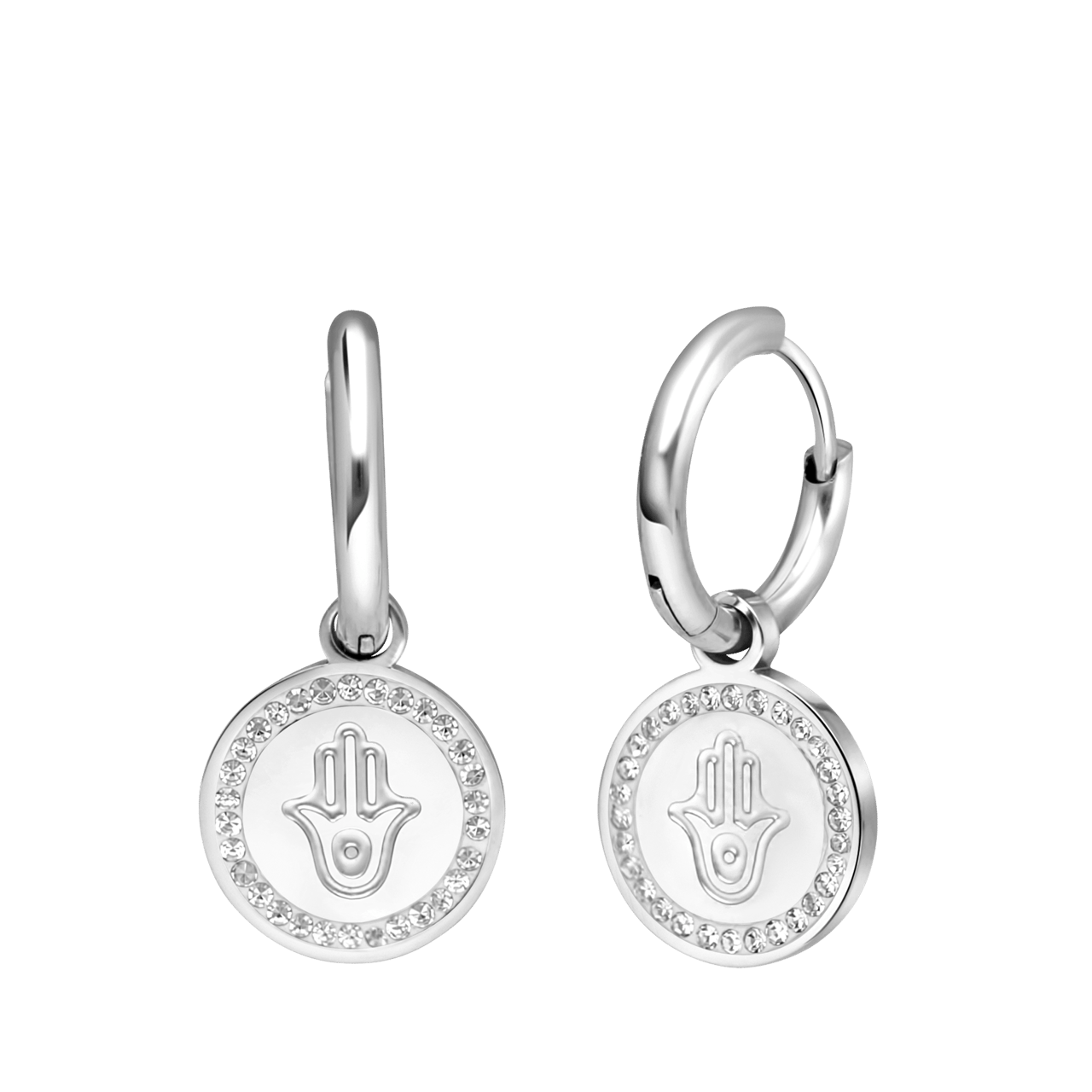Stalen oorbellen met Hamsa