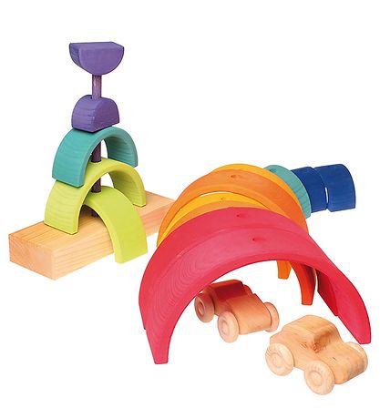 Grimms Holzspielzeug - Stapelturm - Doppel Regenbogen - Bunt