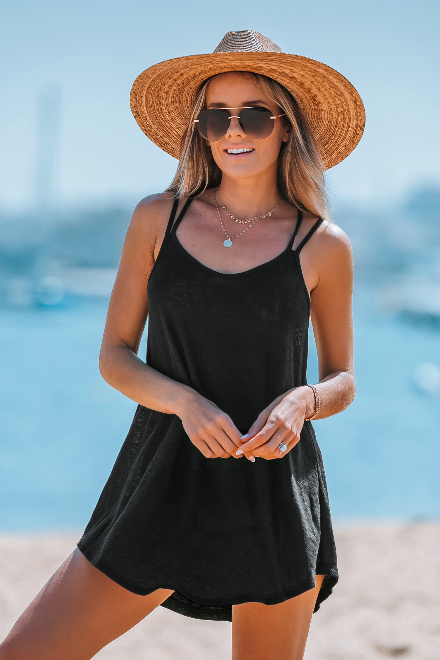 Robe cover up tricotée à col en V