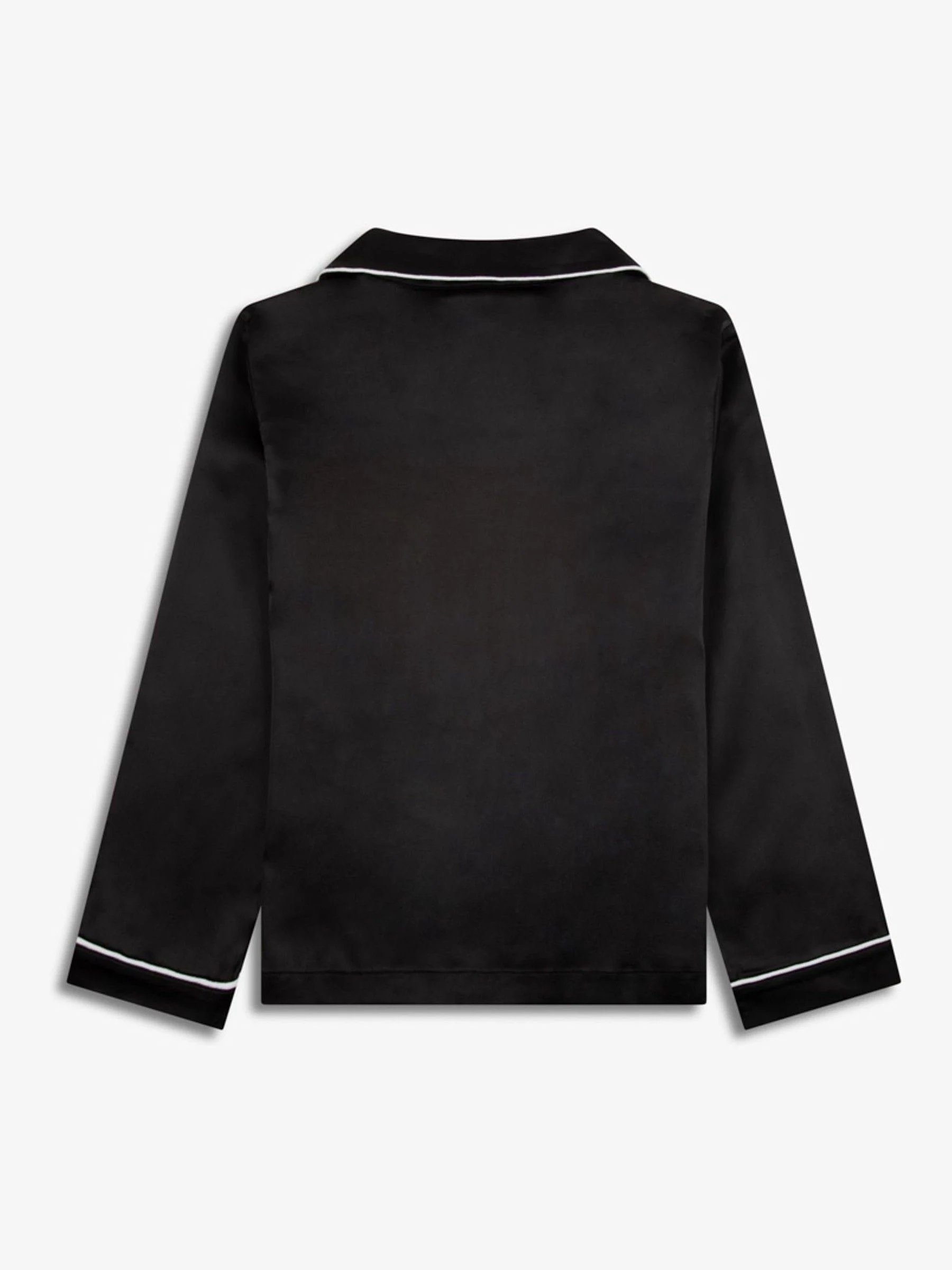 Zwart - The Little Tailor Satijnen Kinder Kerstmis Pyjama's met Knoopsluiting
