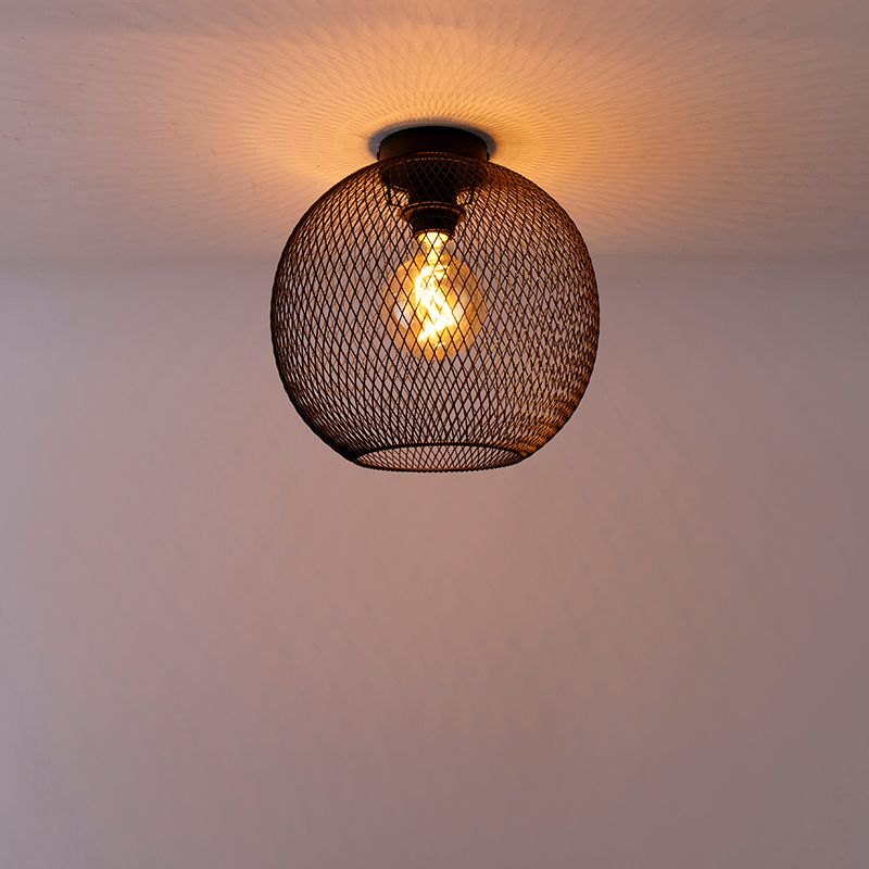 Moderne plafondlamp zwart 30 cm - Mesh Ball