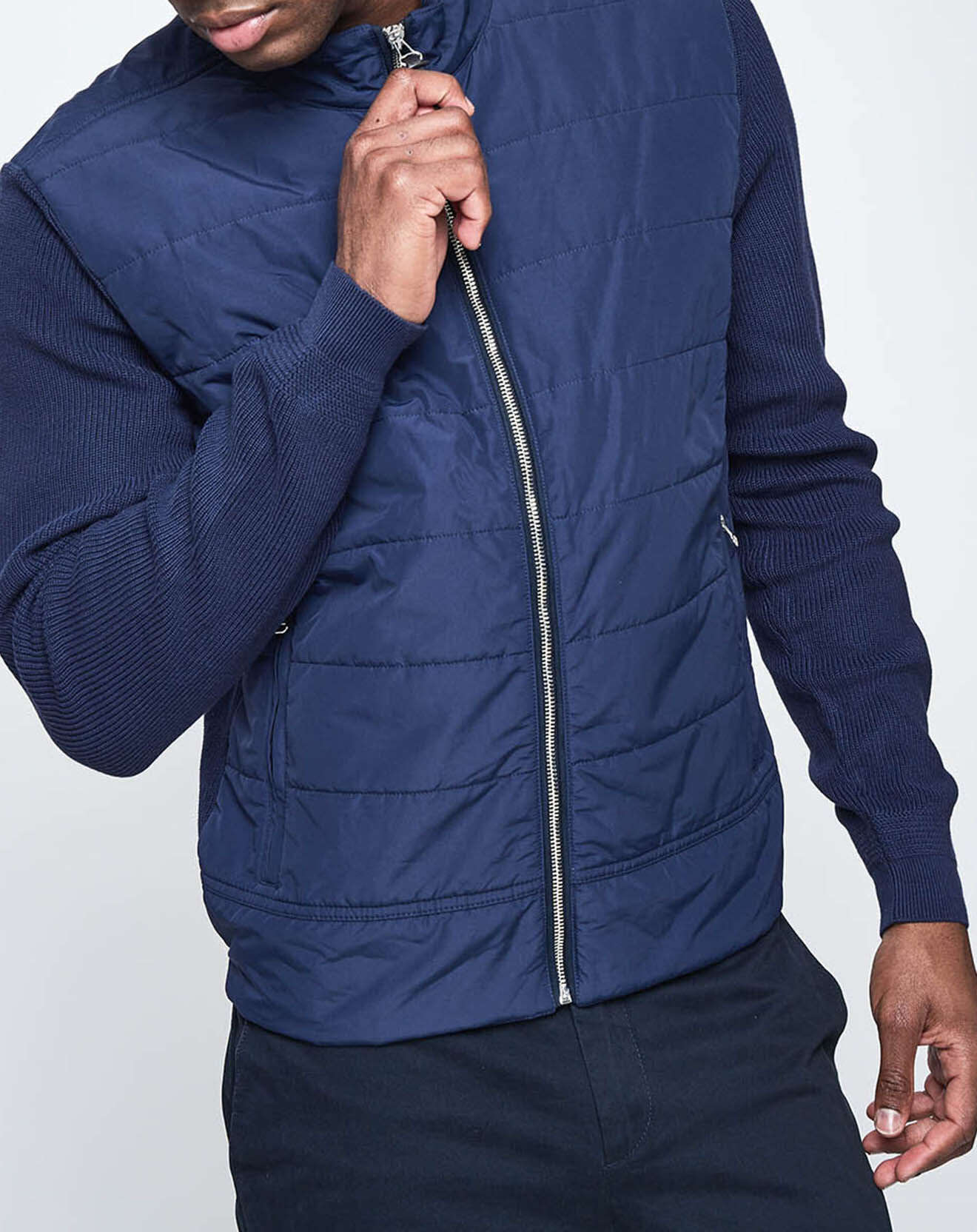 Hackett London Veste Hybrid bimatière bleu marine
