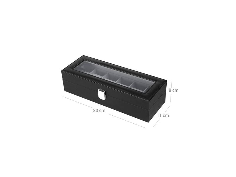 Songmics Uhrenbox 11.2 cm, Grau/Schwarz Uhrenschatulle