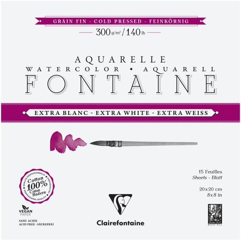 Fontaine Extra Blanc Grain Fin bloc collé 4 côtés 15F 20x20cm 300g